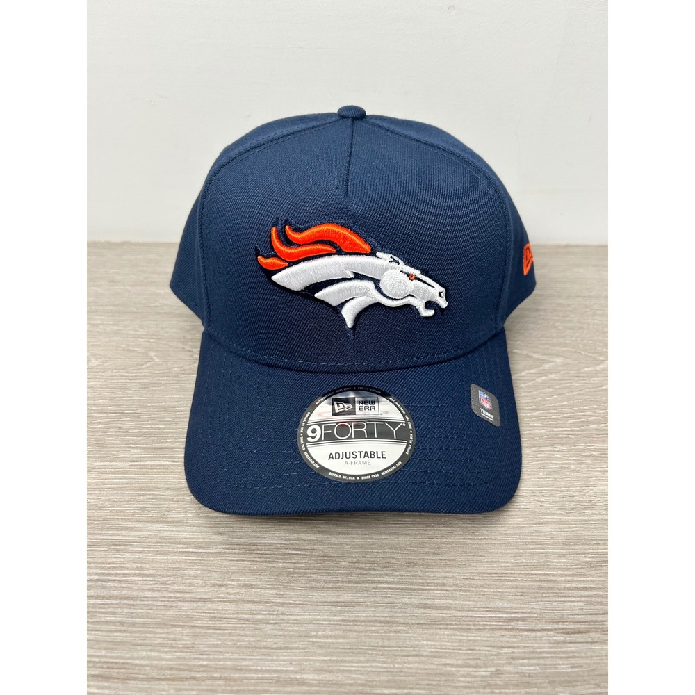 New Era 9FORTY A-Frame Denver Broncos NFL Snapback Hat Navy Blue Adjustable Cap